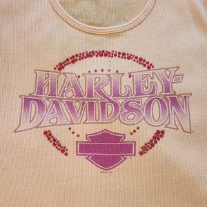 Harley Davidson yellow red rhinestone tank top Large